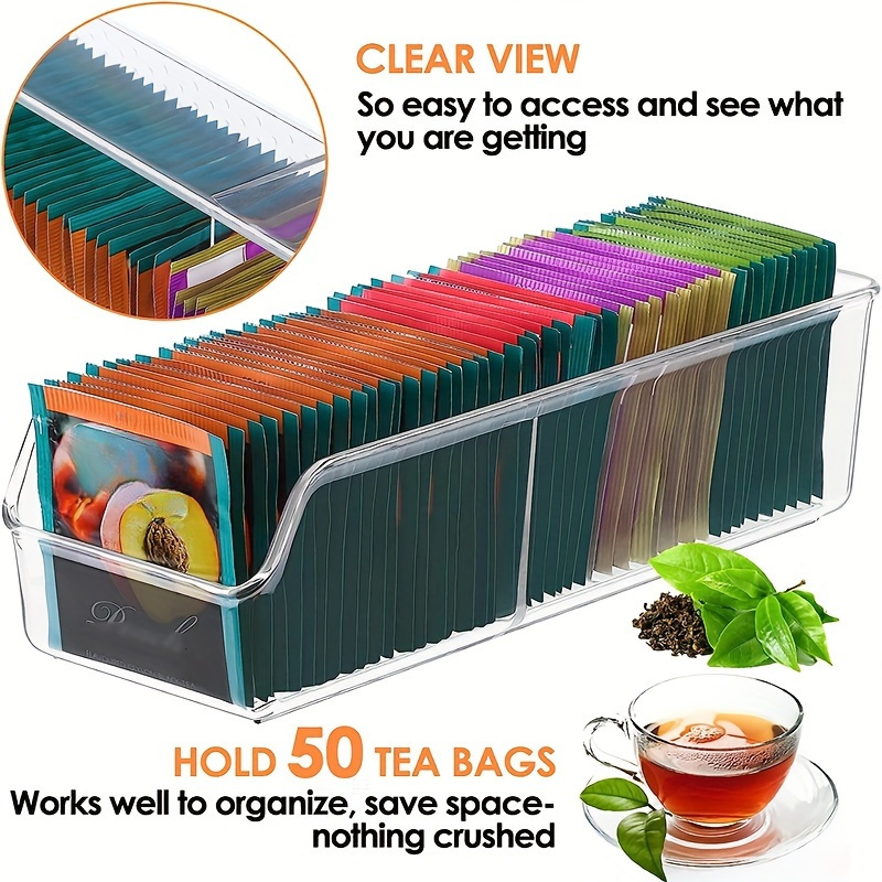 Coffee Tea Containers - Caixa organizadora transparente para saquinhos de